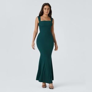 NWT Halara Forest Green Strappy Open Back Maxi Dress Size L